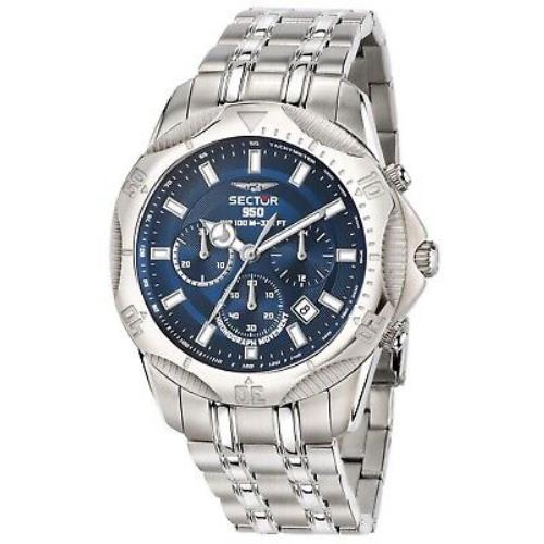 Sector 950 Chronograph Blue Sunray Dial Stainless Steel Quartz 100m Men`s Watch