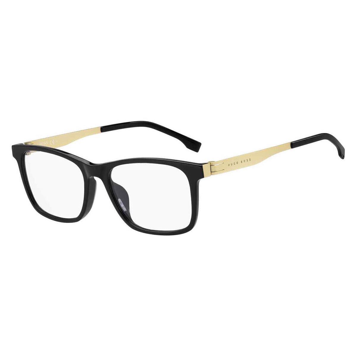 Boss 1343/F Eyeglasses Men Black Gold Rectangle 54mm