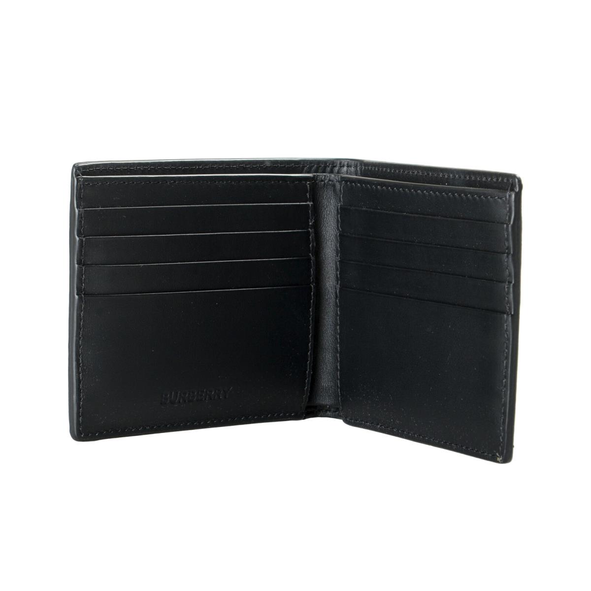 Burberry Men`s Black Logo Print Leather Bifold Wallet