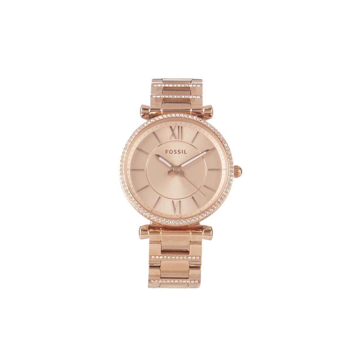 Fossil Carlie ES4301 Elegant Japanese Mvmt Three-hand Rose Gold Stainless Watch