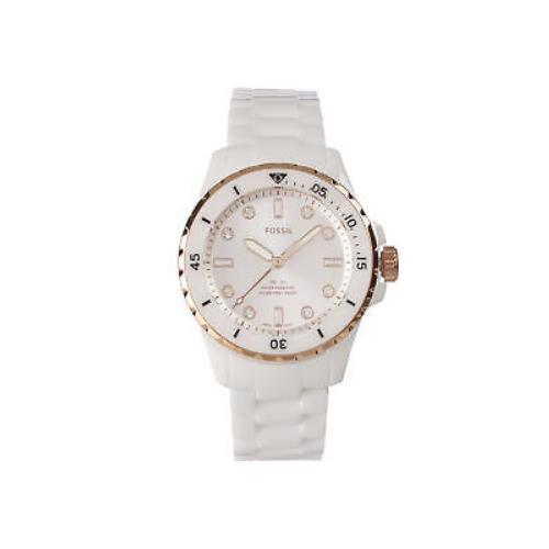 Fossil Women`s CE1107 White Fb-01 Crystal Ceramic Watch