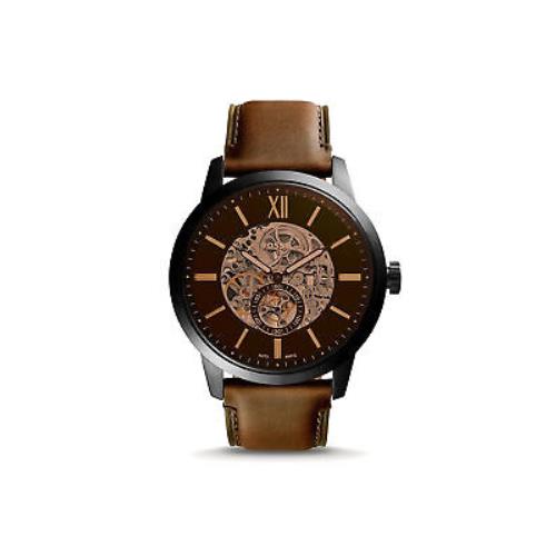 Fossil ME3155 Elegant Chinese Mvmt Townsman 48mm Automatic Brown Leather Watch - Brown