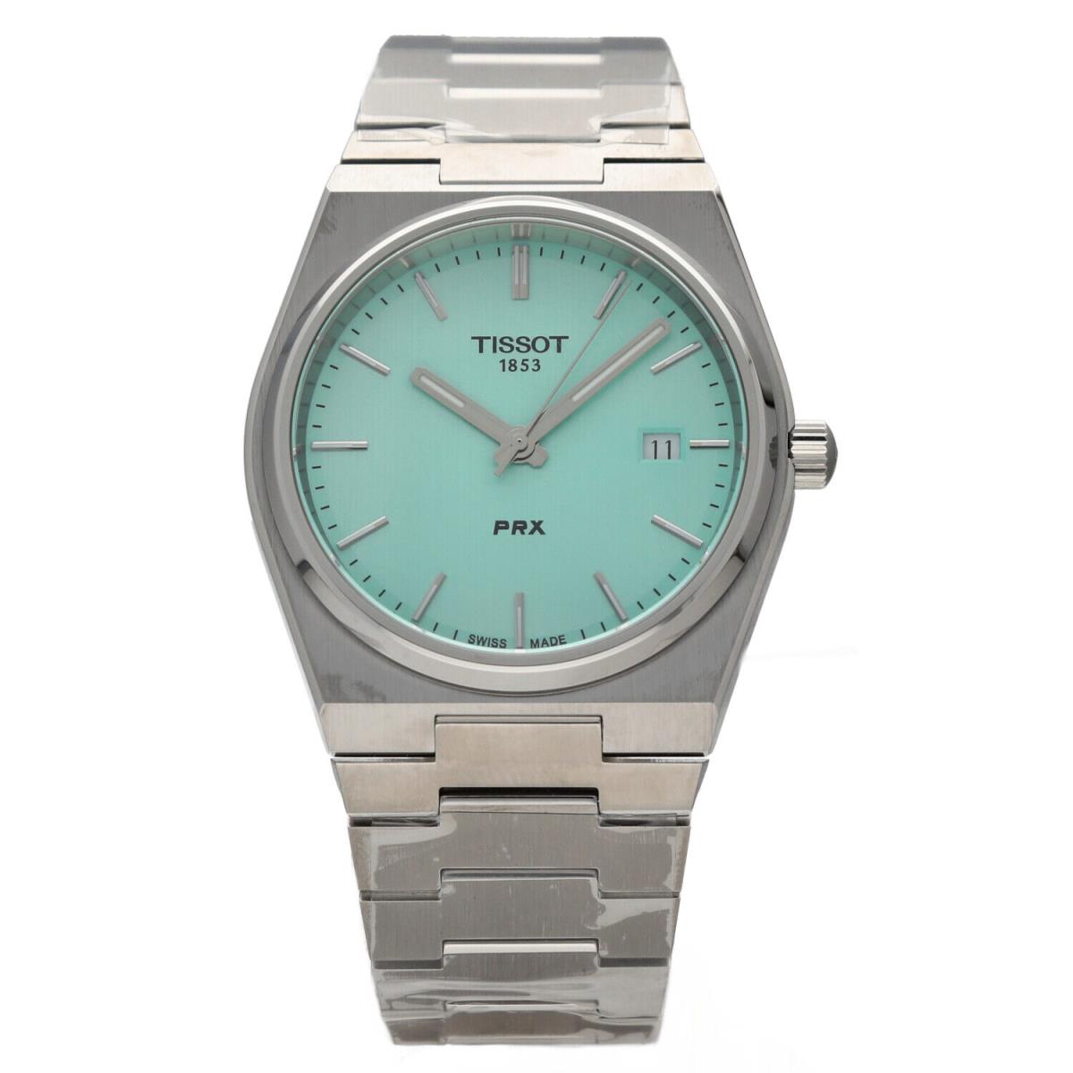 Tissot T137.410.11.091.01 Prx 40 mm Tonneau Steel Light Green Quartz Men`s Watch
