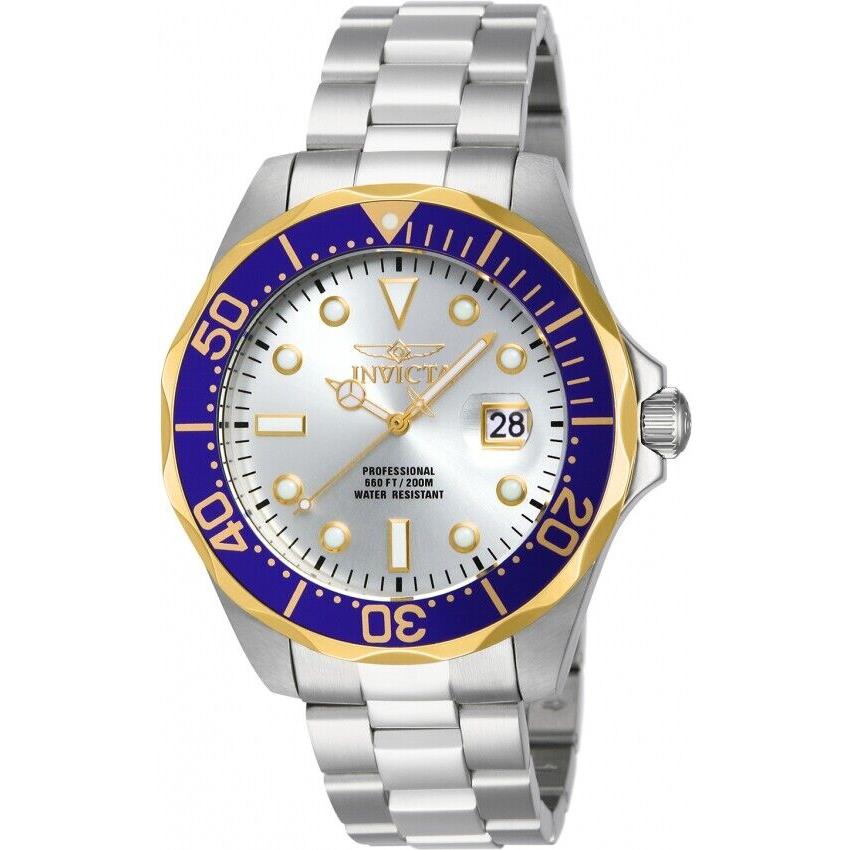 Invicta Men`s Pro Diver 47mm Quartz Silver Dial Steel Bracelet Watch 14543
