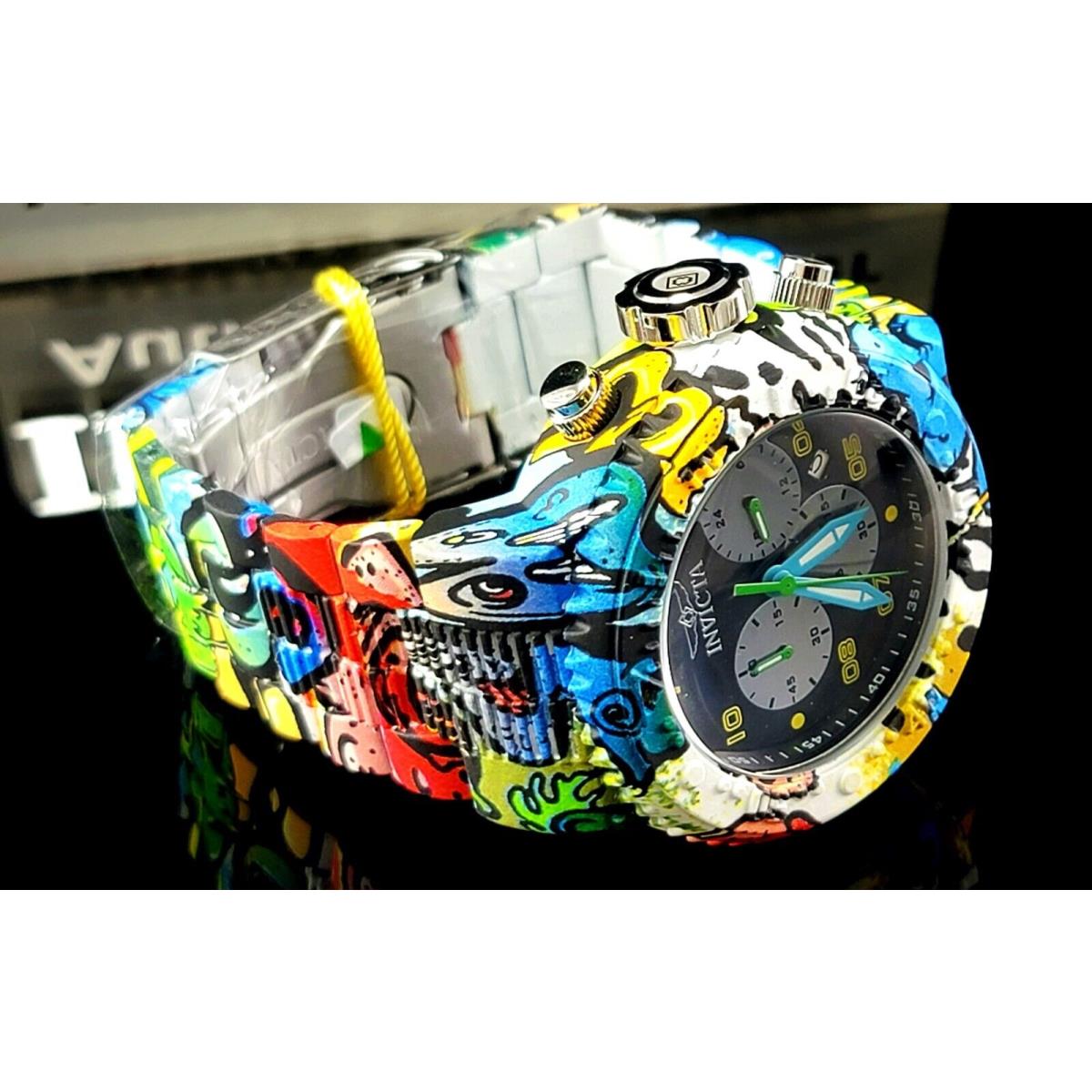 Invicta Men`s 52mm Pro Diver Aqua Hydro Plated Graffiti Multicolor Chrono Watch