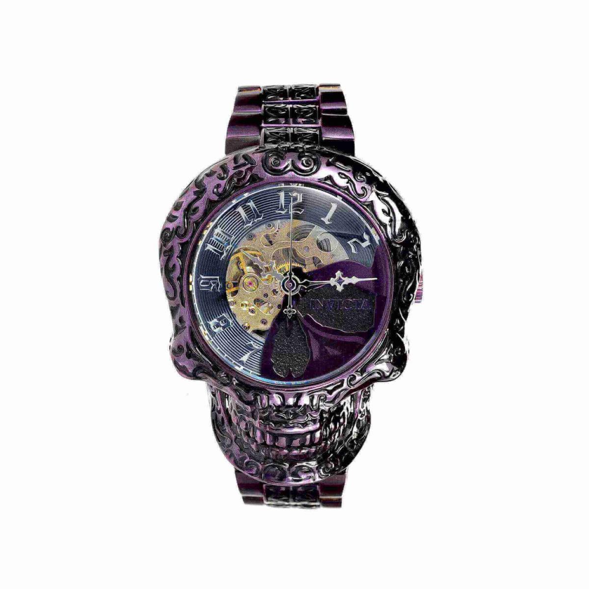 Invicta Men`s Watch Artist Automatic Skull Design Case Purple Bracelet 39184