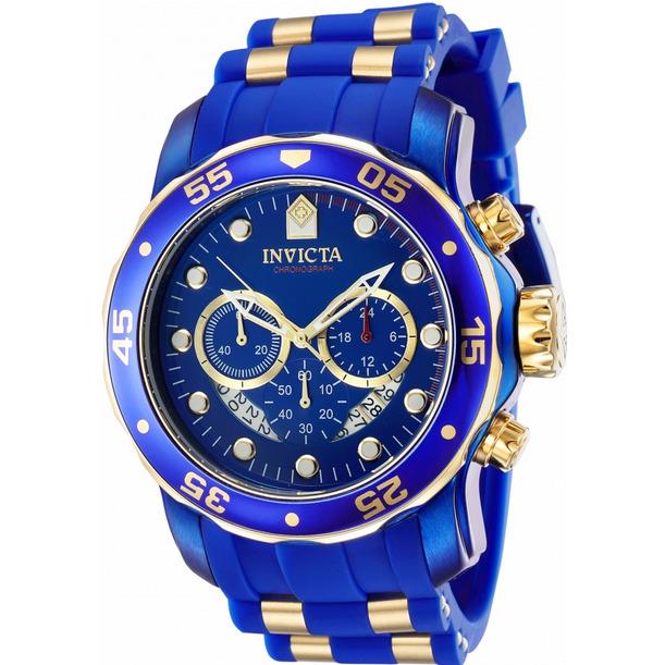 Invicta 40934 Men`s Pro Diver Blue Silicone/ Gold Tone Chronograph Date Watch