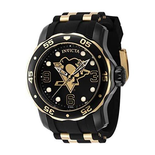 Invicta 42322 Men`s Nhl Pittsburgh Penguins Quartz Gold and Black Watch