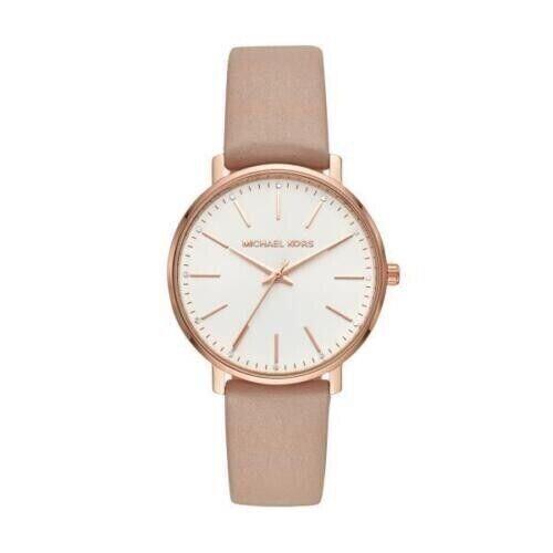 Womens Michael Kors Pyper Quartz Leather White Dial Rose Gold MK2748