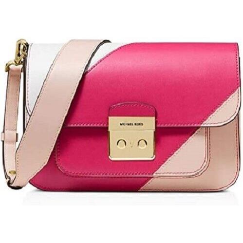 Michael Kors Women`s Sloan Editor Leather Shoulder Bag Soft Pink Multi - Handle/Strap: Pink, Hardware: Gold, Exterior: Pink