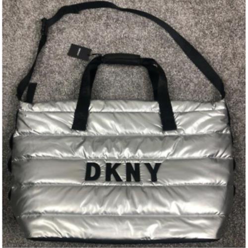 Dkny Nora Weekender Duffle Silver Logo York Black Pink Bag Puffer Tote