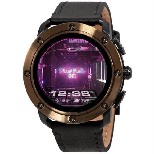 Diesel On Men`s Axial Touchscreen Steel Leather Smartwatch Black-DZT2016