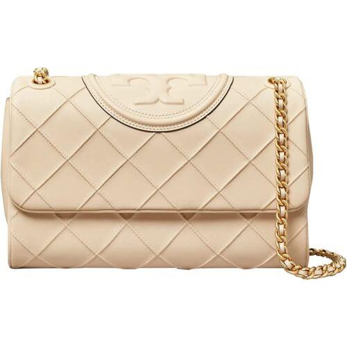 Tory Burch Hb Women Fleming Soft Convertible Woven Strap Shoulder Bag Cream OS