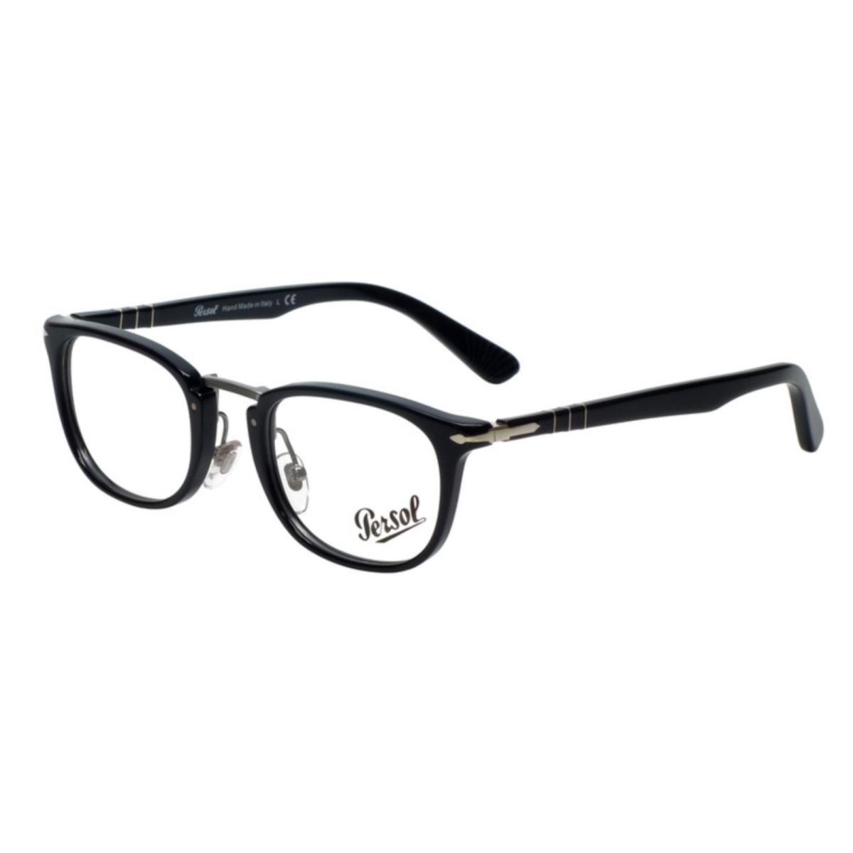 Persol Typewriter Edition Eyeglasses 3126-V 95 50-22 Black Silver Frames - Frame: Black, Lens: