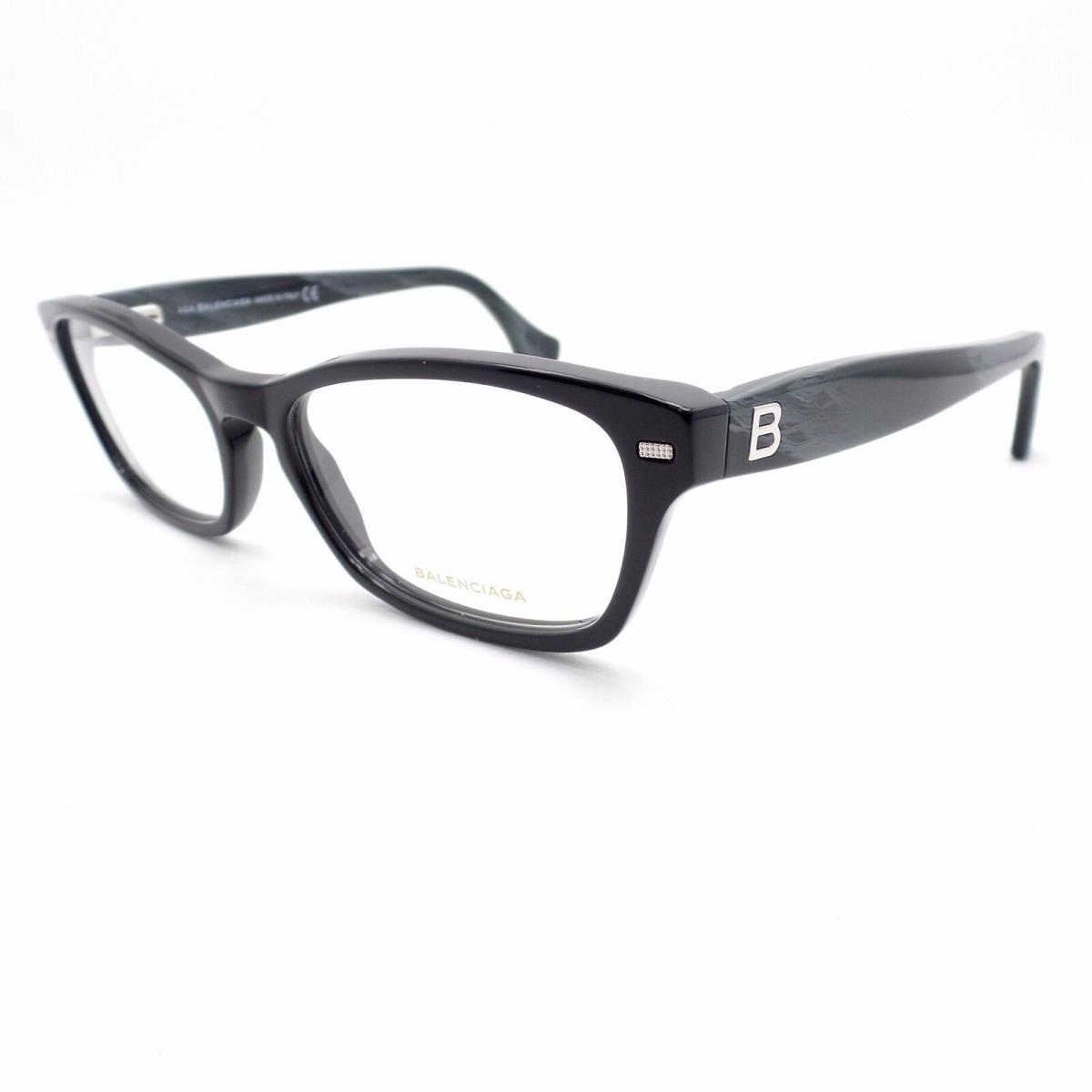 Balenciaga BA 5012 001 Black Grey Horn 53mm Eyeglass Frames