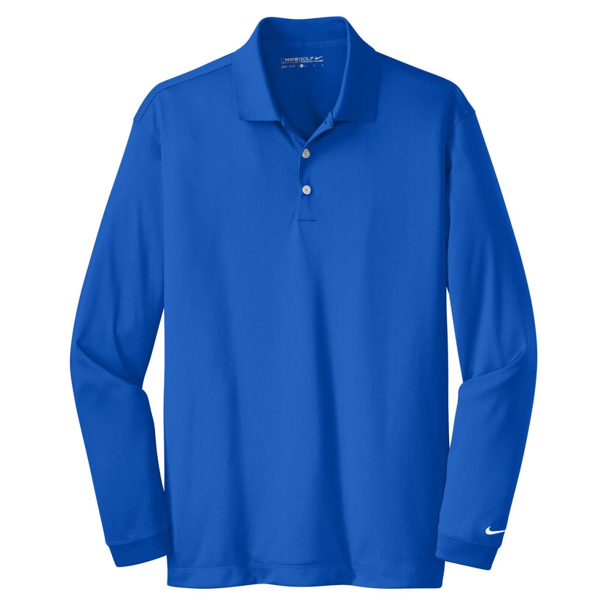 Men`s Nike Golf Long Sleeve Dri-fit Polo Shirt Side Vents Tall LT - 4XLT Blue Sapphire