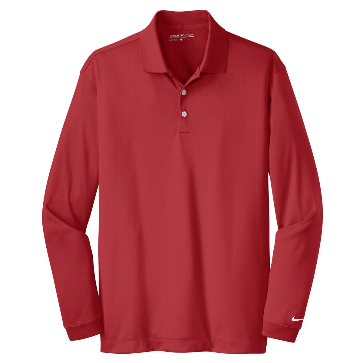 Men`s Nike Golf Long Sleeve Dri-fit Polo Shirt Side Vents Tall LT - 4XLT Varsity Red