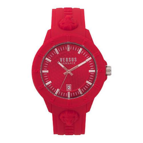 Versus Versace Mens Red 43 mm Tokyo Strap Watch VSPOY2218 - Red Dial, Red Band, Red Bezel