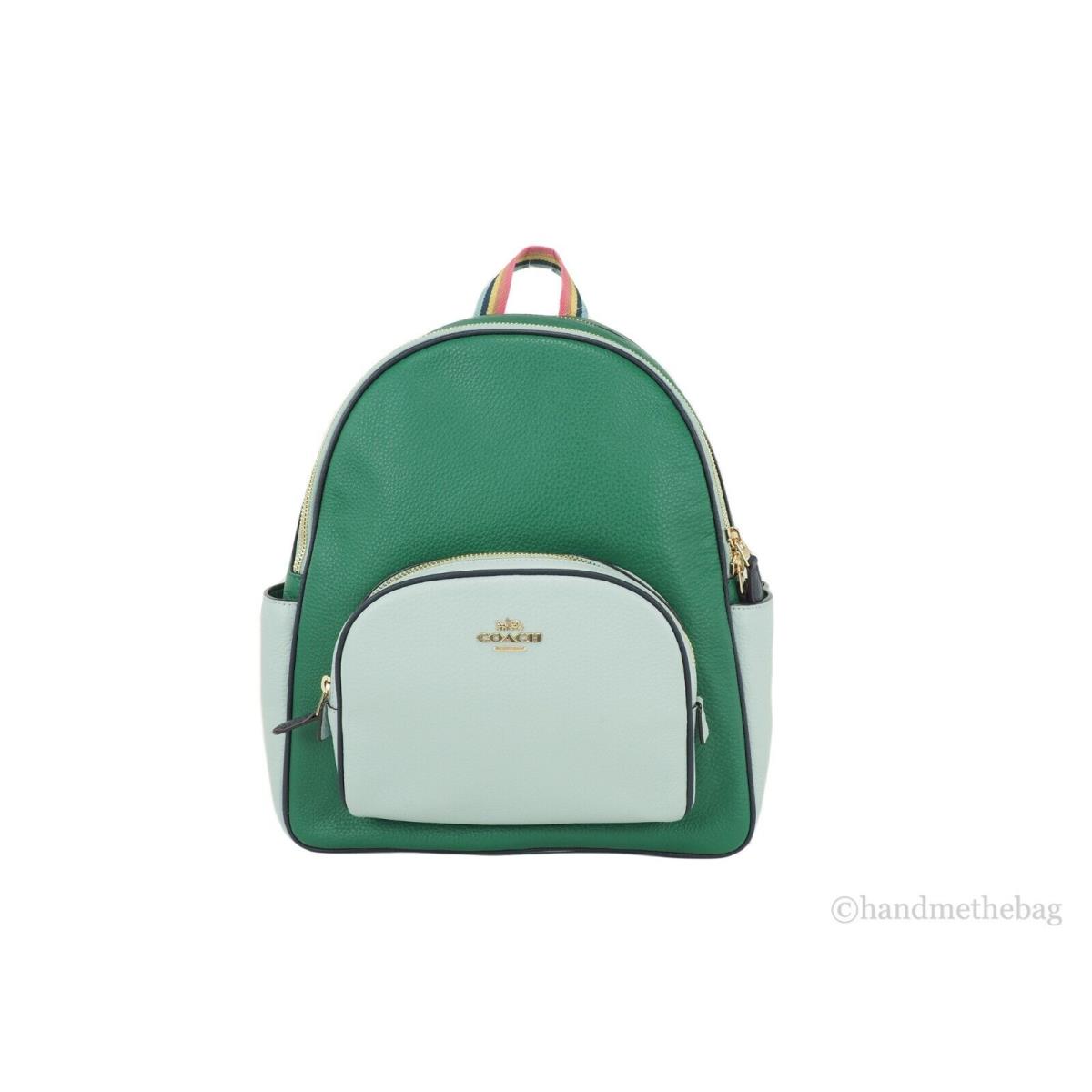 Coach C2797 Court Light Teal Multi Colorblock Medium Pebbled Leather Backpack