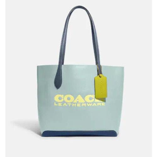 Coach Women`s Brass/aqua Multi Kia Colorblock Large Tote CA097