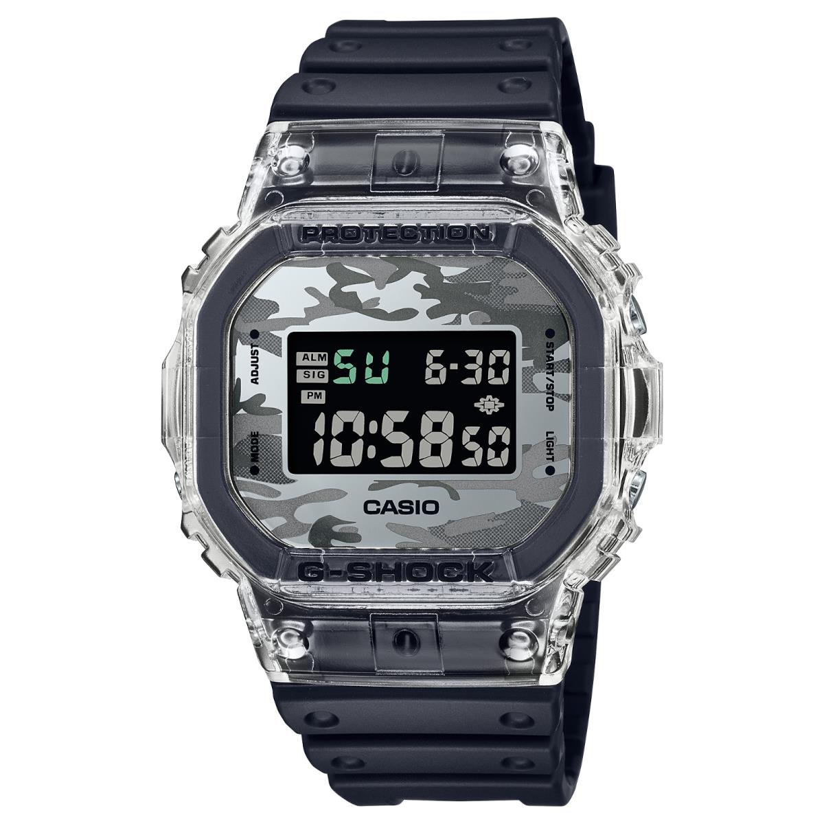 Casio G-shock DW5600SKC-1 Men`s Transparent Black Camouflage Alarm Watch