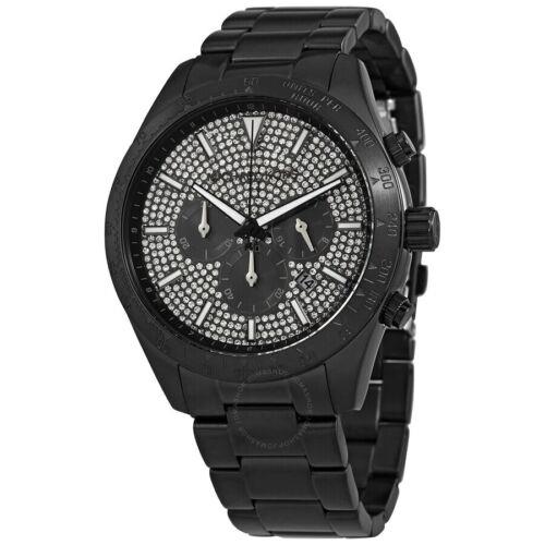 Michael Kors Layton Men`s Black Stainless Chronograph Watch MK8899 - Dial: Gold, Band: Black, Bezel: Black