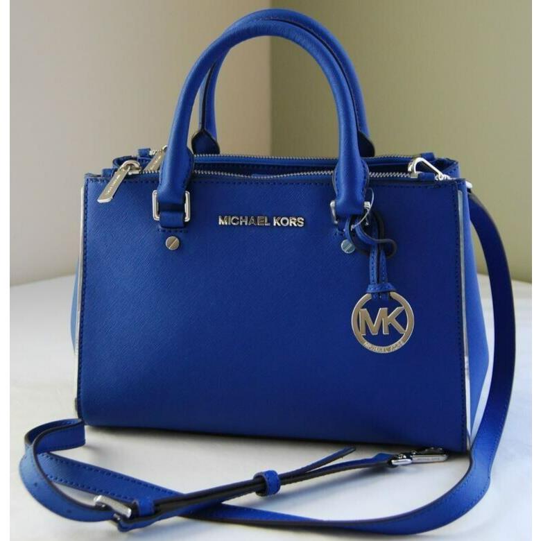 Michael Kors Specchio Sutton Electric Blue Saffiano X-body SM Satchel Bag