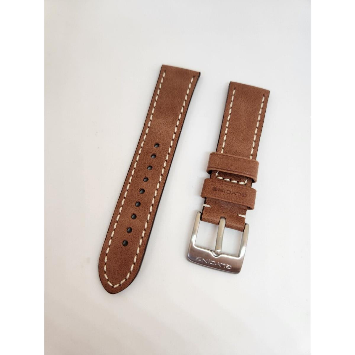 Oem Glycine Airman 22mm Brown Leather Strap Band Bracelet with Steel Buckle