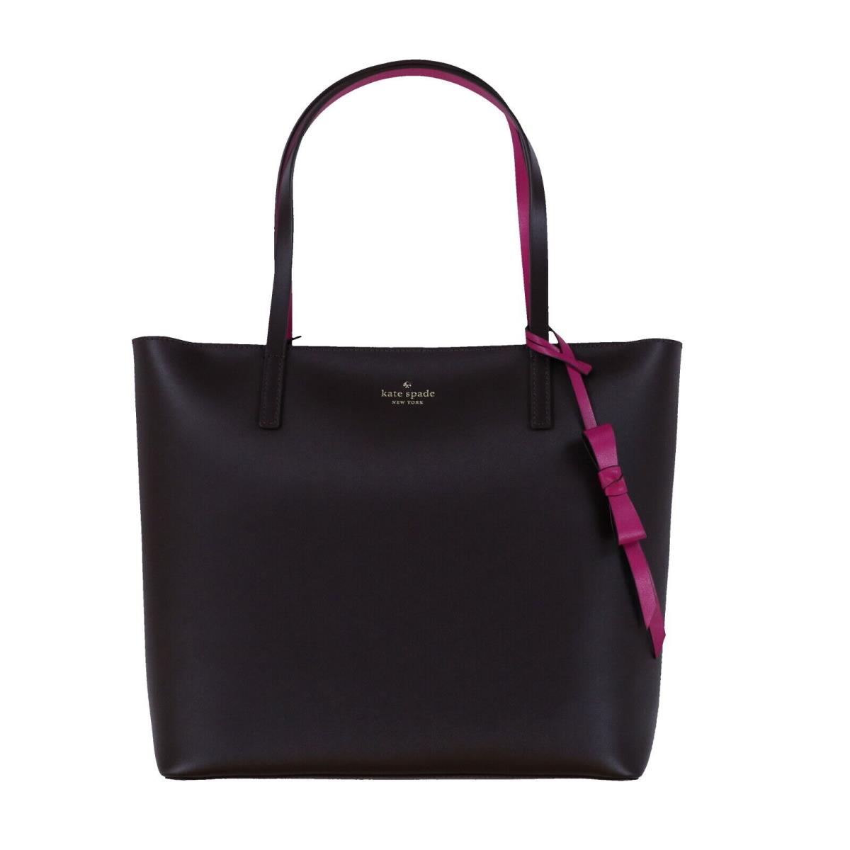Kate Spade New York Lawton Way Rose Tote Large Purse Handbag Leather Bag New Chocolate Cherry