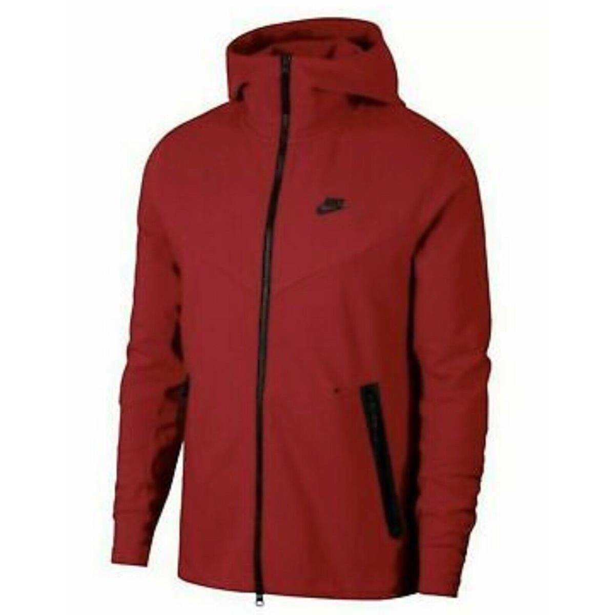 Nike Tech Pack Fleece Black/red Full Zip Hoodie AA3784-608 Men Size Large