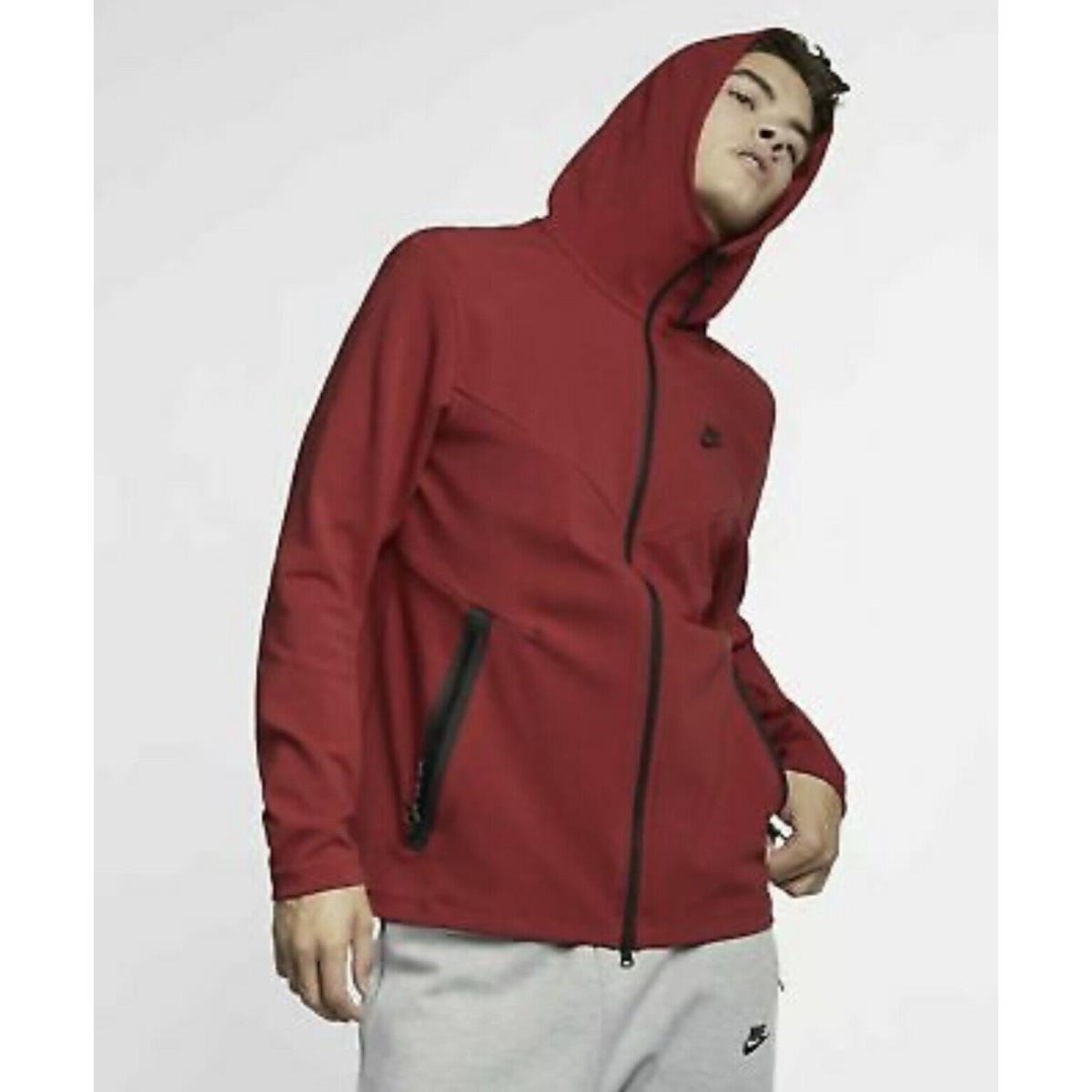 Nike Tech Pack Fleece Black/red Full Zip Hoodie AA3784-608 Men Size Large
