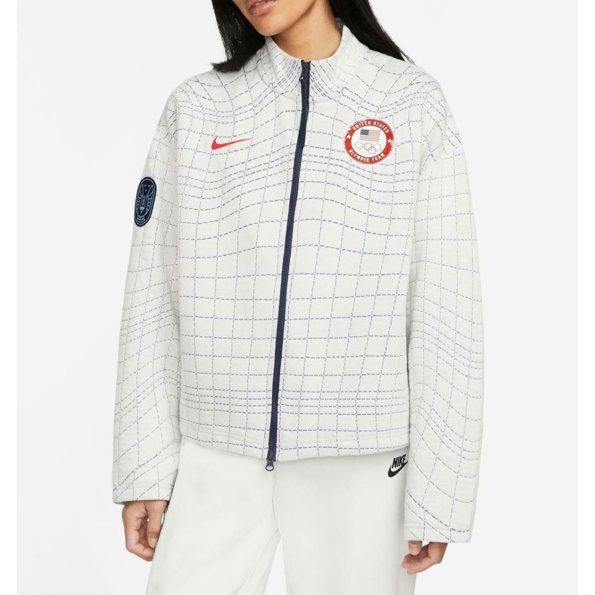 Nike Sportswear Jacket Womens Full Zip Team Usa Olympics White DJ5246 121