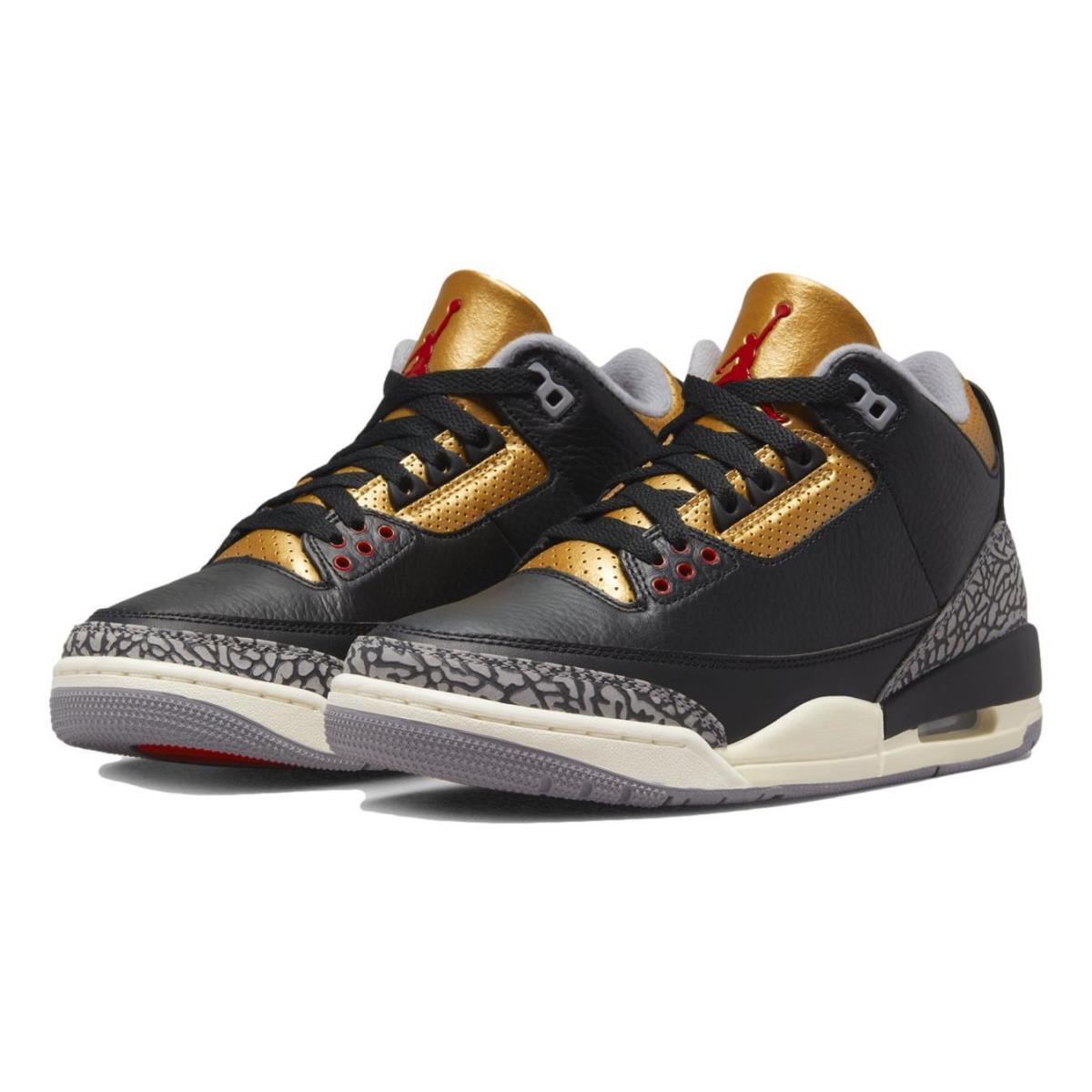 Nike Women`s Air Jordan 3 Retro `black Gold` Shoes Sneakers CK9246-067 - Black/Fire Red-Metallic Gold