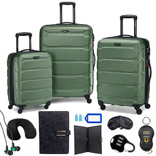 Samsonite Omni Hardside Nested Luggage Set Army Green w/ 10pc Accessory Kit