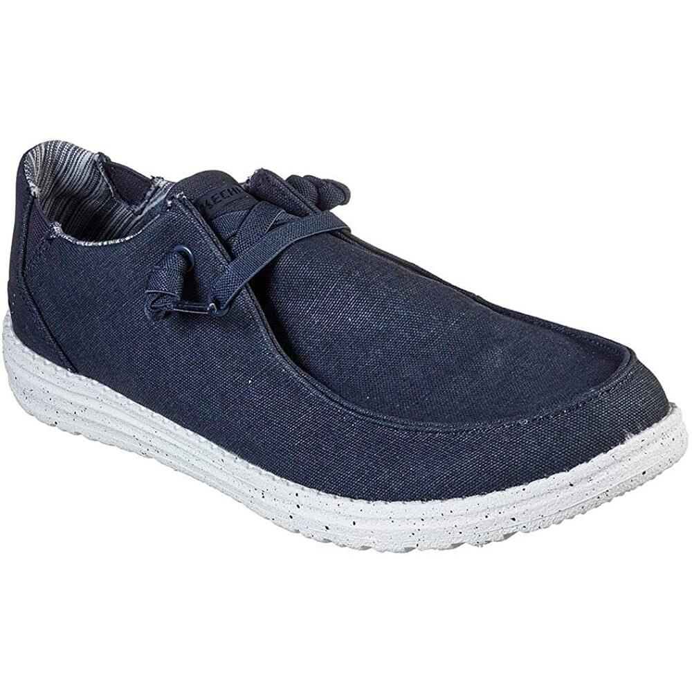 Skechers Melson Chad Slip On Lace Up Loafer Slipon Shoe Gray Navy Blue Blue