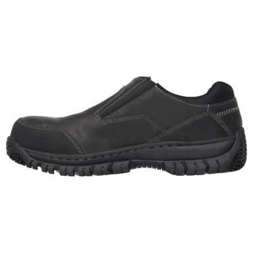 Skechers For Work Men`s Hartan Steel Toe Slip-on Shoe Black