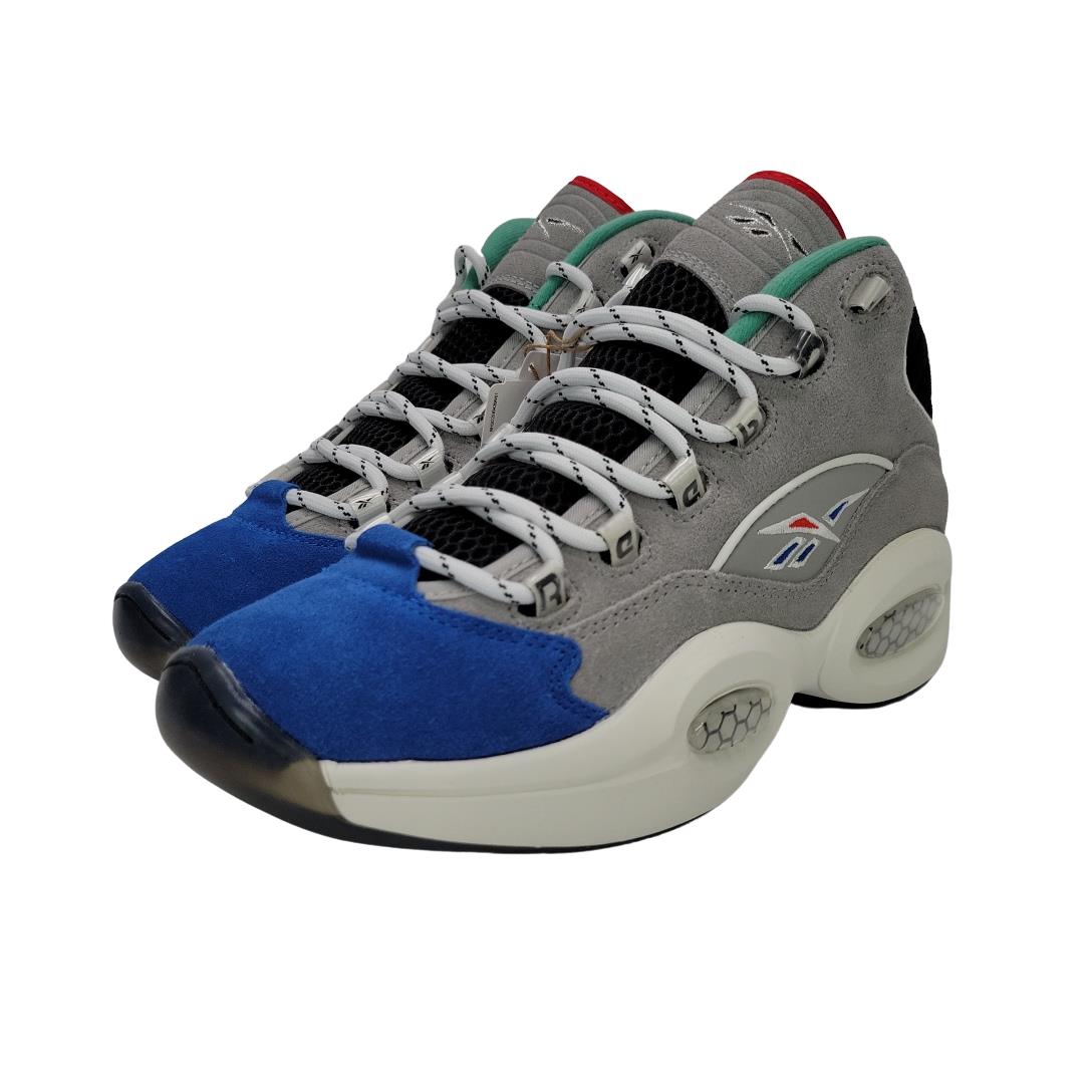 Reebok Classics Question Mid Shoes Men`s Sneaker Grey/blue Multi Sz GZ7283