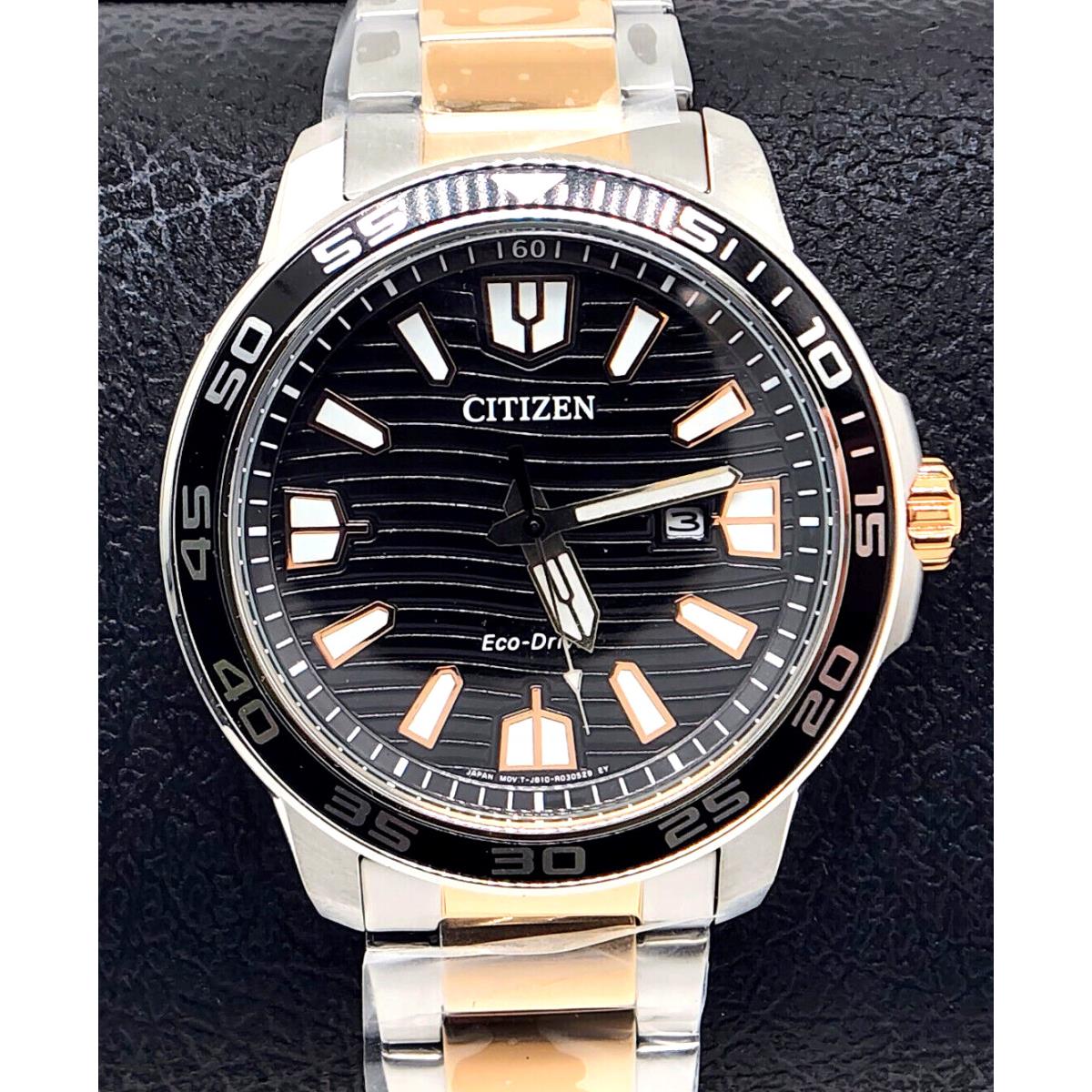 Citizen Dual Tone AW1706-52E Eco-drive Black Dial Date Display Men`s Watch