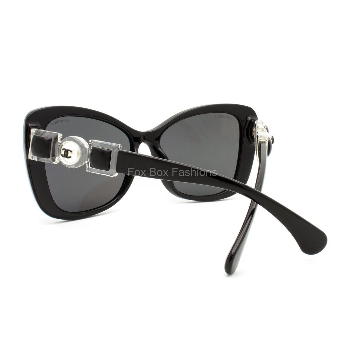Chanel 5445H 501/S4 Butterfly Sunglasses Polished Black w/ Glass Pearls