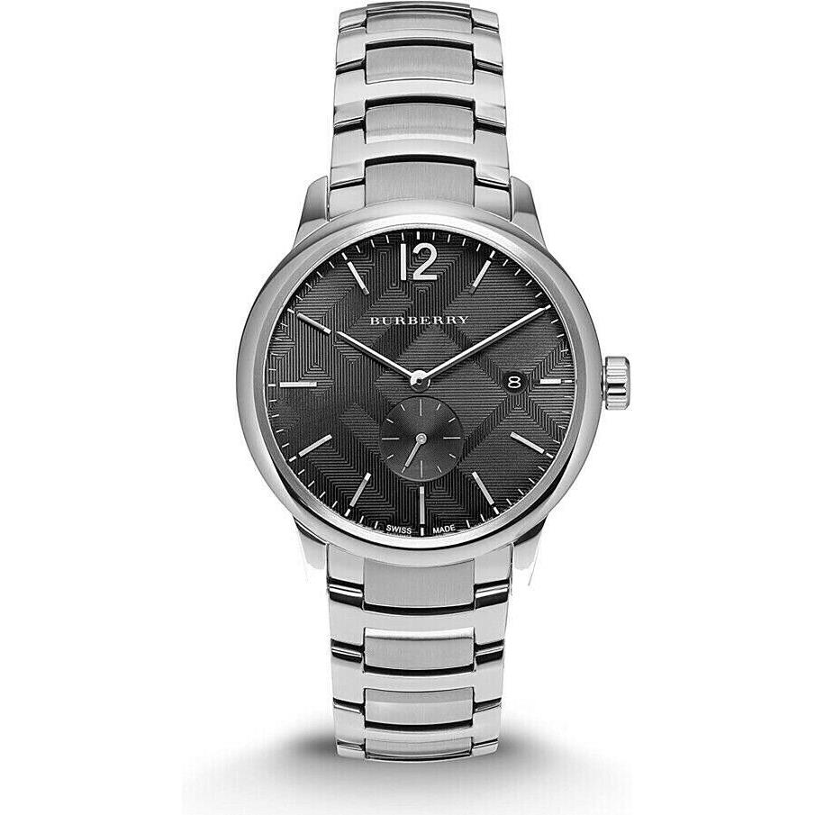 Burberry BU10005 The Classic 40 mm Stainless Steel Case Men`s Watch - Dial: Black, Band: Silver, Bezel: Silver