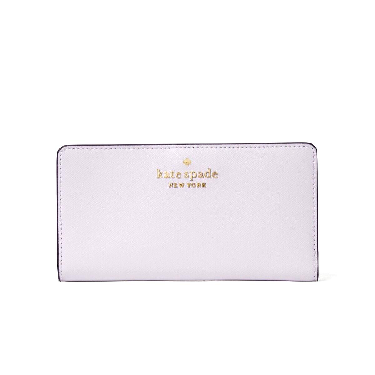 New Kate Spade Staci Large Slim Bifold Wallet Saffiano Leather Lilac ...