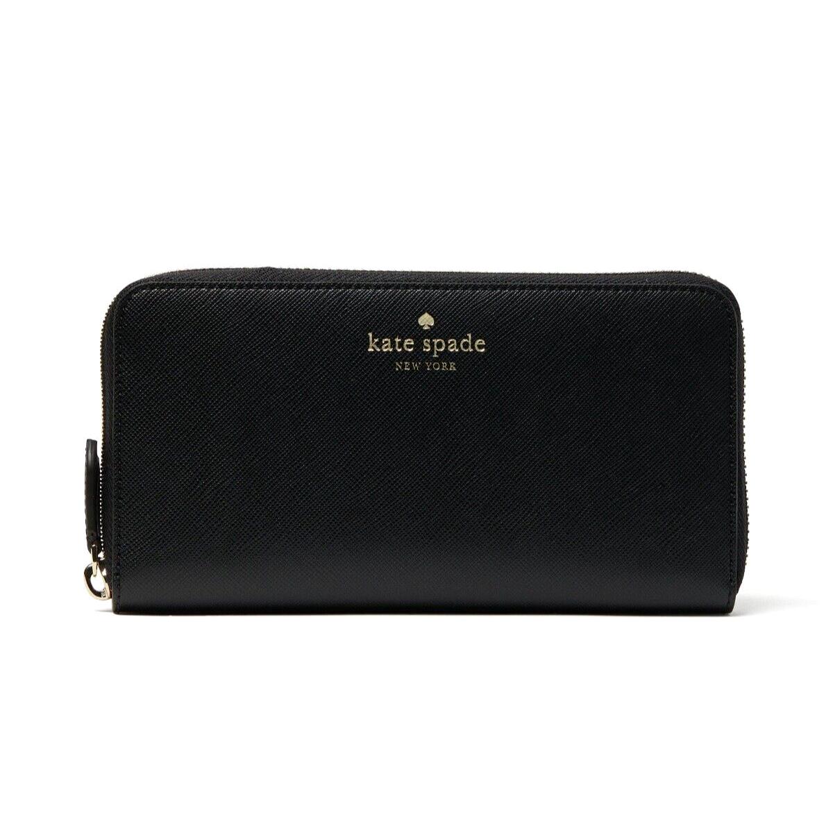 New Kate Spade Brynn Large Continental Wallet Leather Black