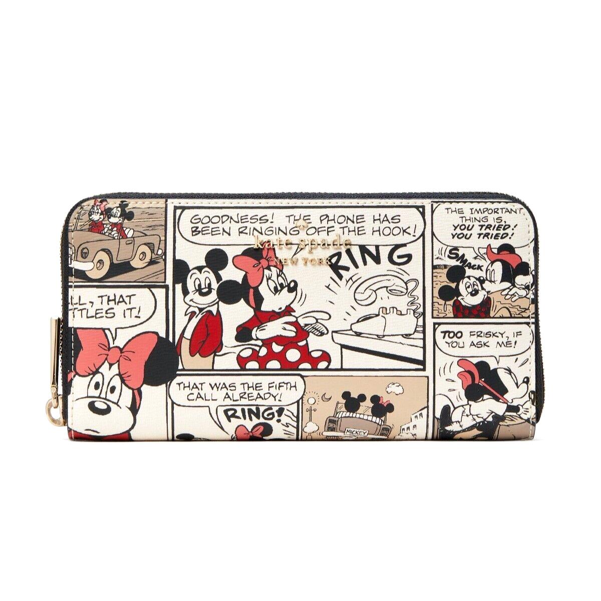 New Kate Spade Disney X Mickey Mouse Large Continental Wallet Multi