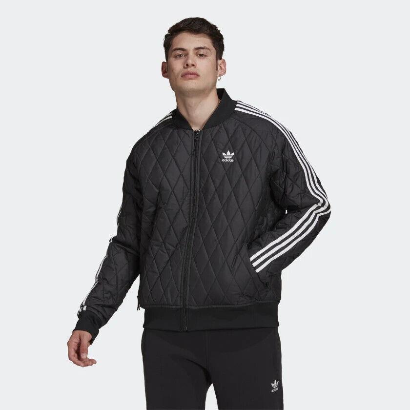 Men`s Adidas Adicolor Classics Quilted Sst Track Jacket Full Zip M Black