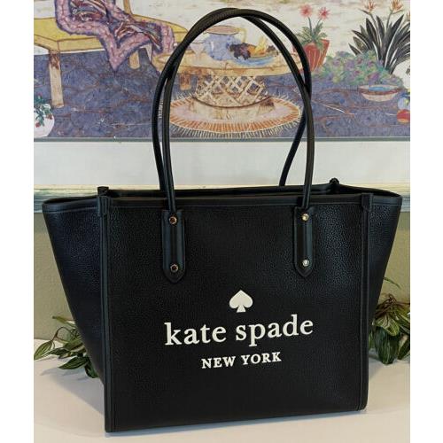 Kate Spade Ella Large Tote Black Pebbled Leather Shoulder Bag Purse
