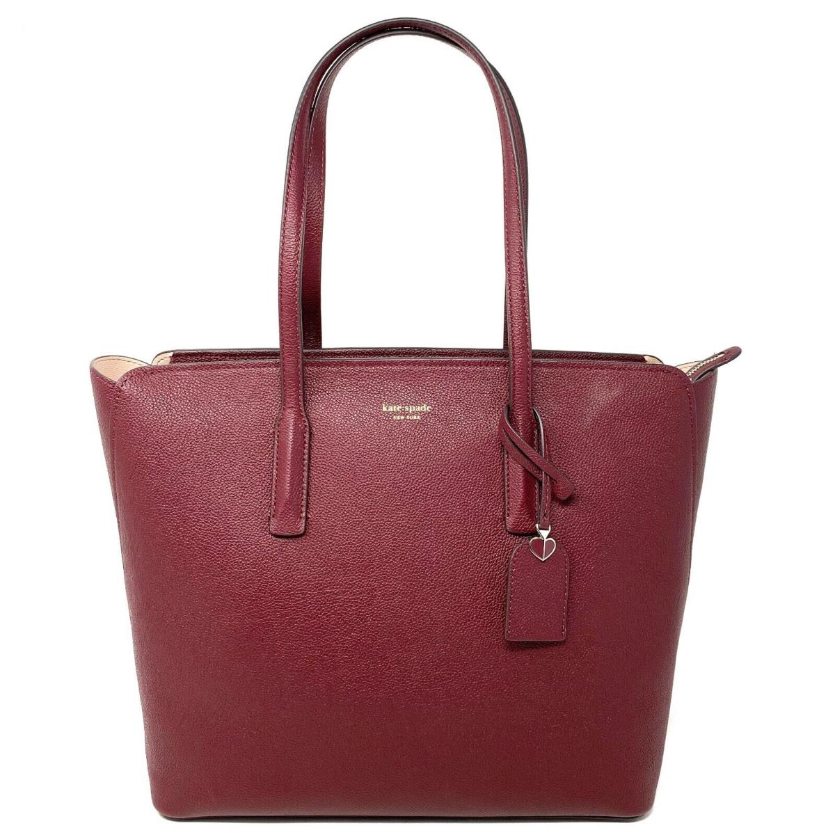 Kate Spade New York Margaux Leather Work Tote Laptop Shoulder Bag Cherrywood