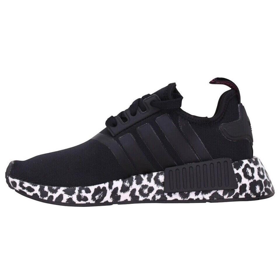 Women Adidas Nmd R1 Running Shoes Size 9 Black White Leopard Print GZ1622 - Black