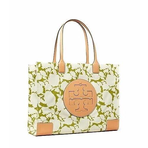 Tory Burch 151611 Ella Printed Nylon Floral Tote Green Flower Large Logo Bag