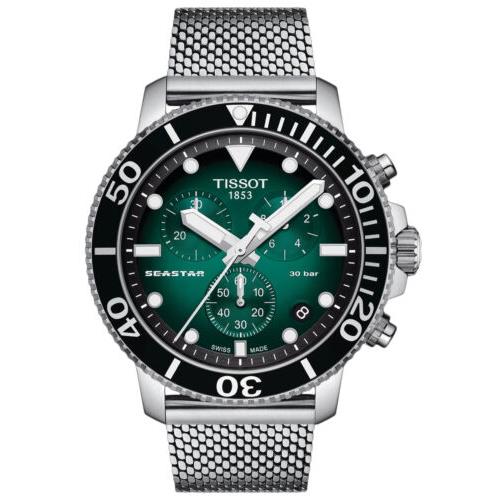 Tissot Seastar 1000 Chrono Steel Green Dial Divers Mens Watch T120.417.11.091.00