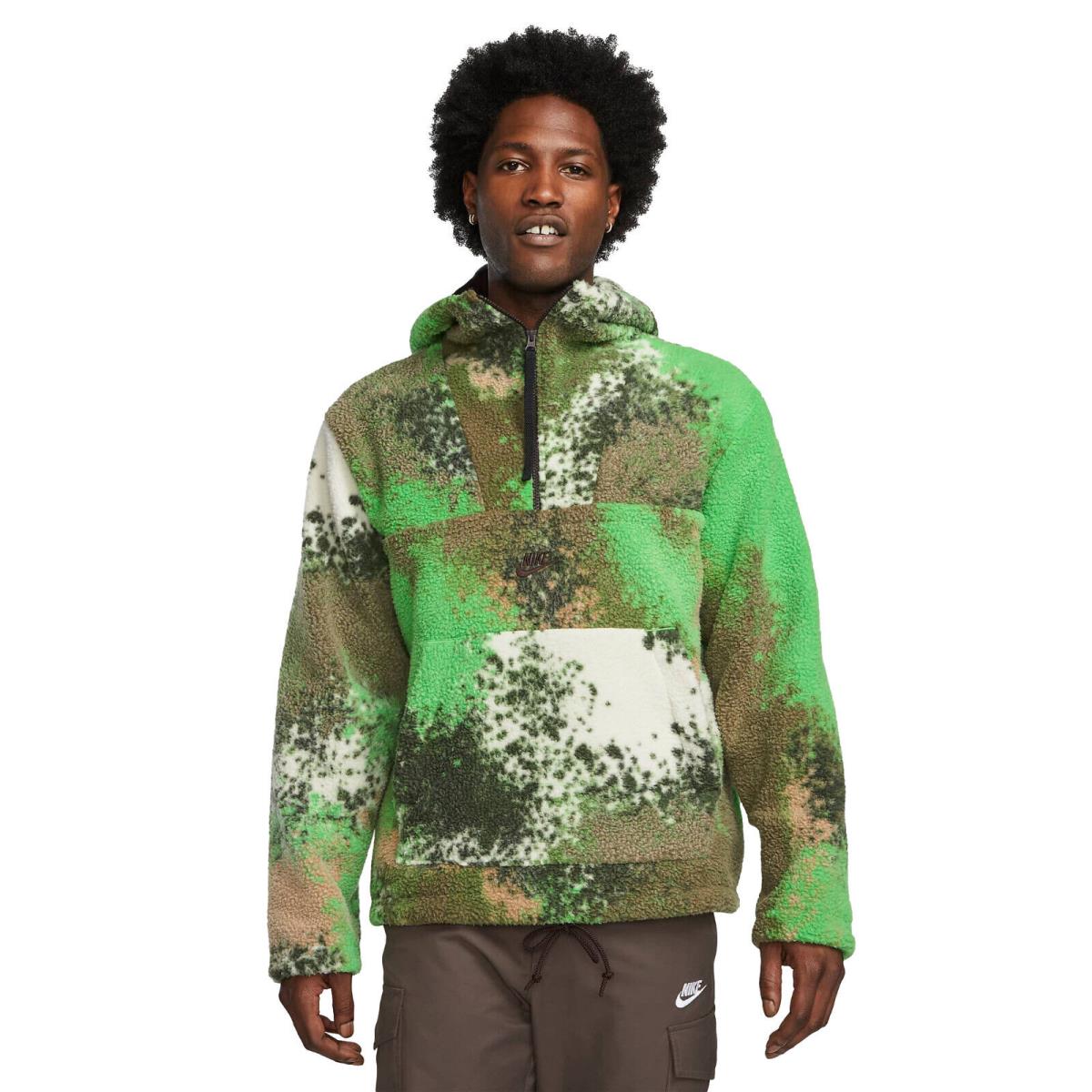 Nike Sportswear Sport Essentials+ Half Zip Fleece Hoodie sz M Medium Green Dye